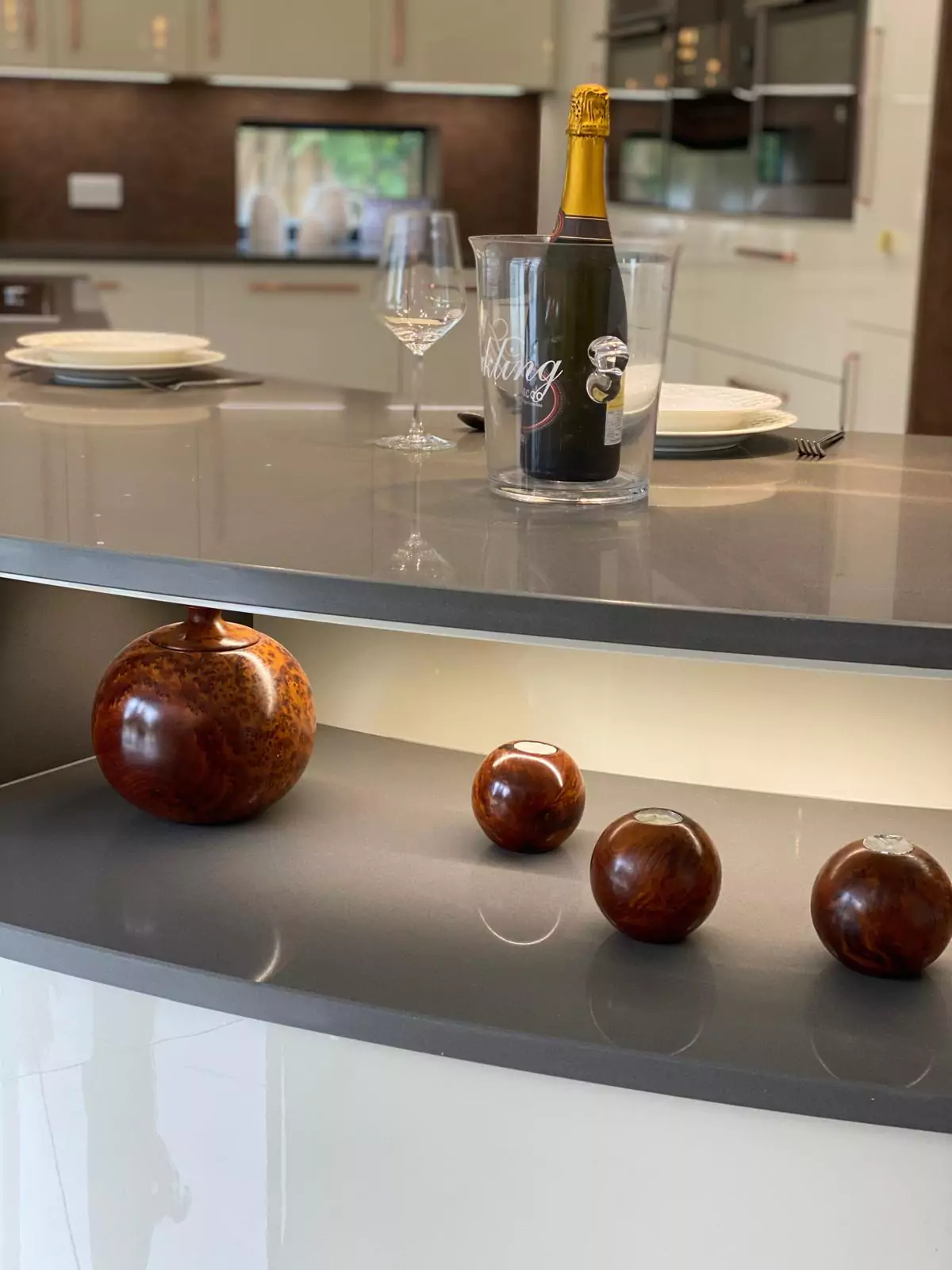 Modern Kitchen with Glass Display Cabinet